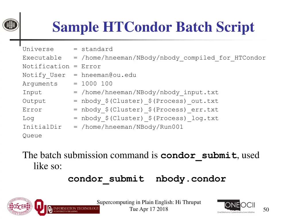 sample htcondor batch script
