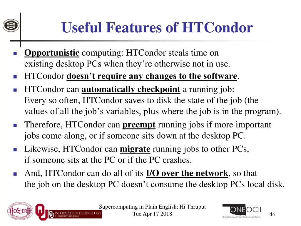 useful features of htcondor