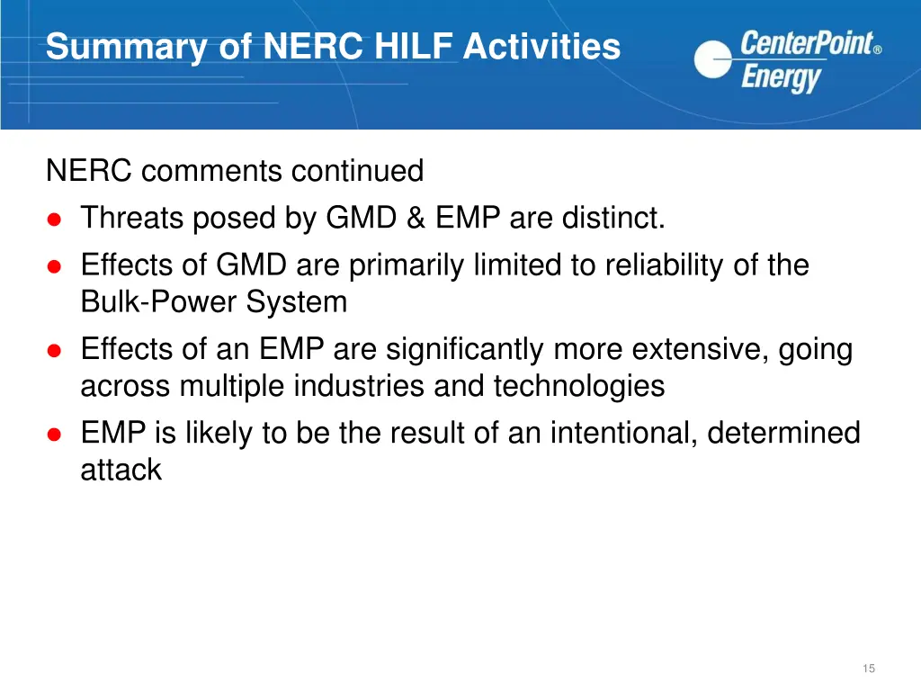summary of nerc hilf activities 14