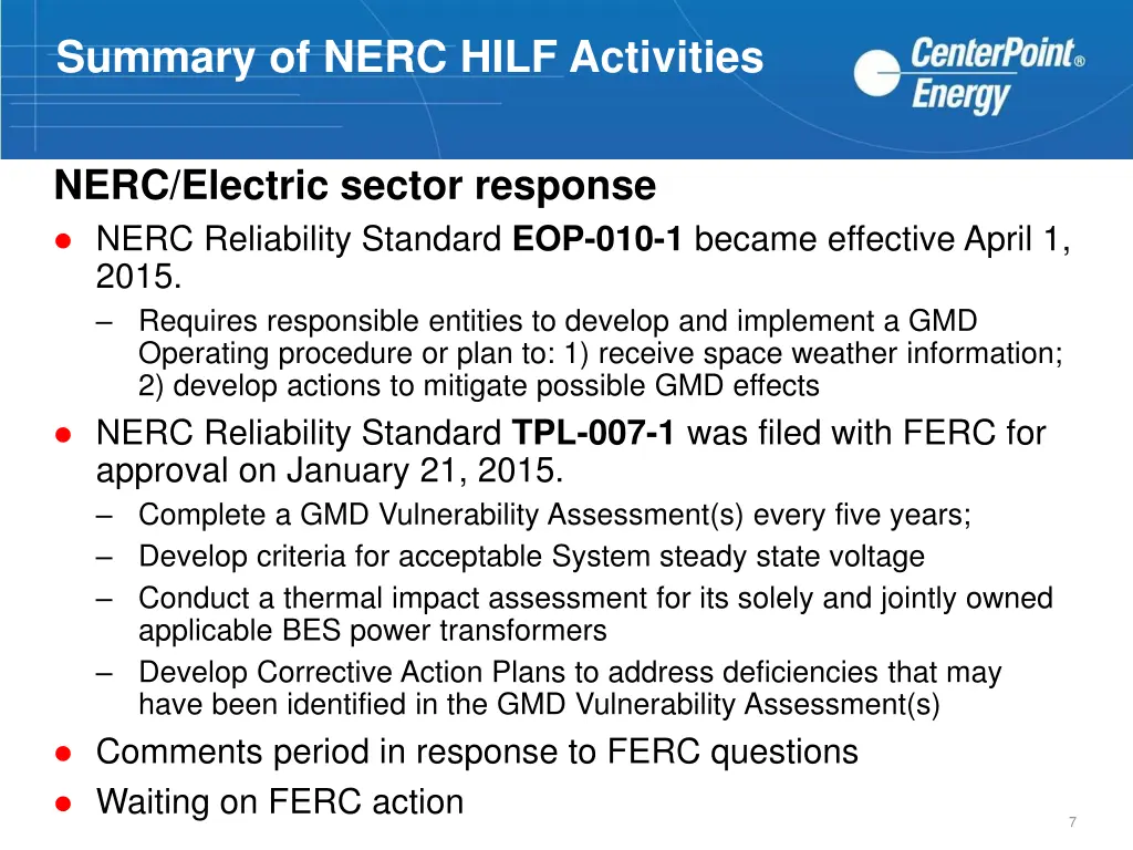 summary of nerc hilf activities 6