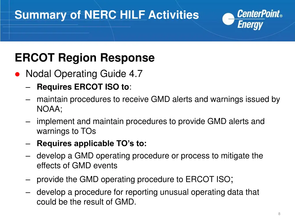 summary of nerc hilf activities 7