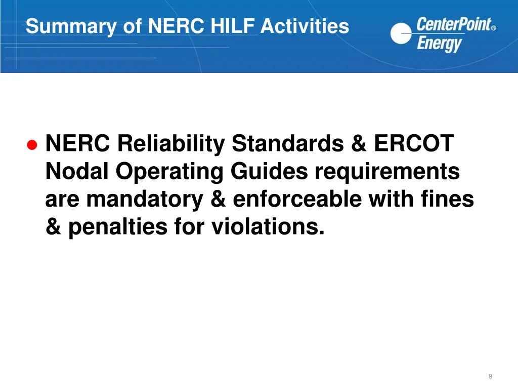 summary of nerc hilf activities 8