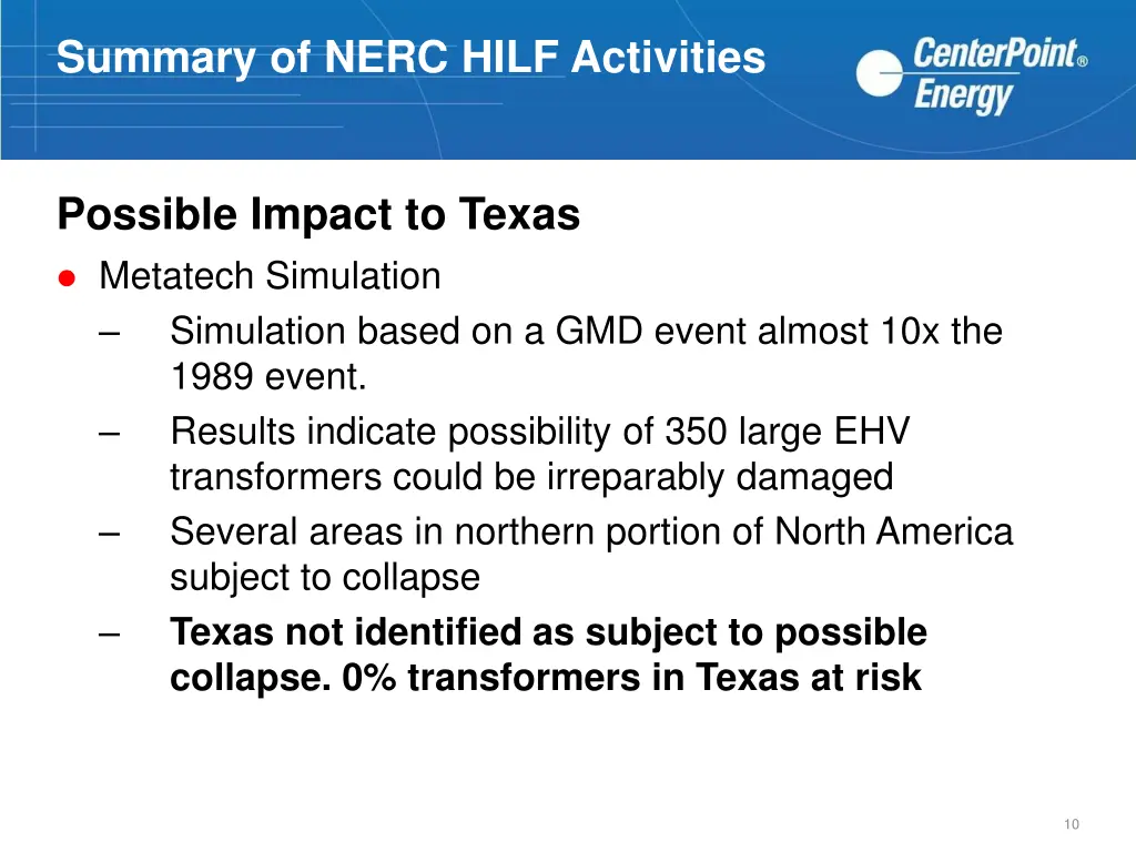 summary of nerc hilf activities 9