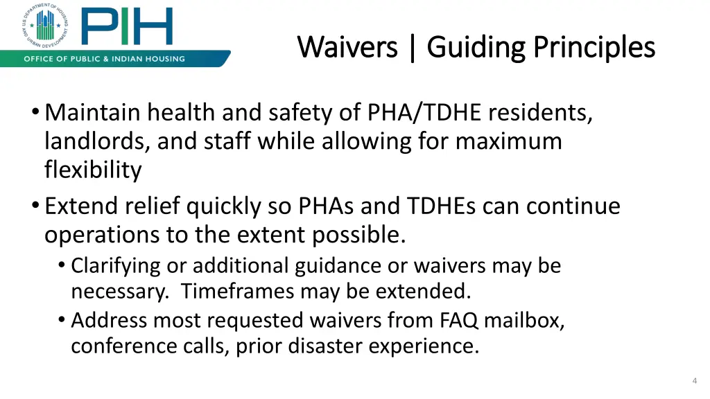 waivers guiding principles waivers guiding