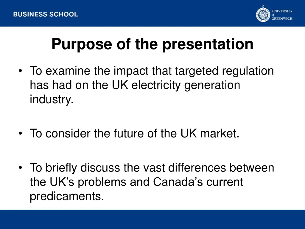 purpose of the presentation