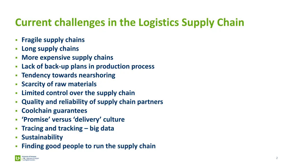current challenges in the logistics supply chain