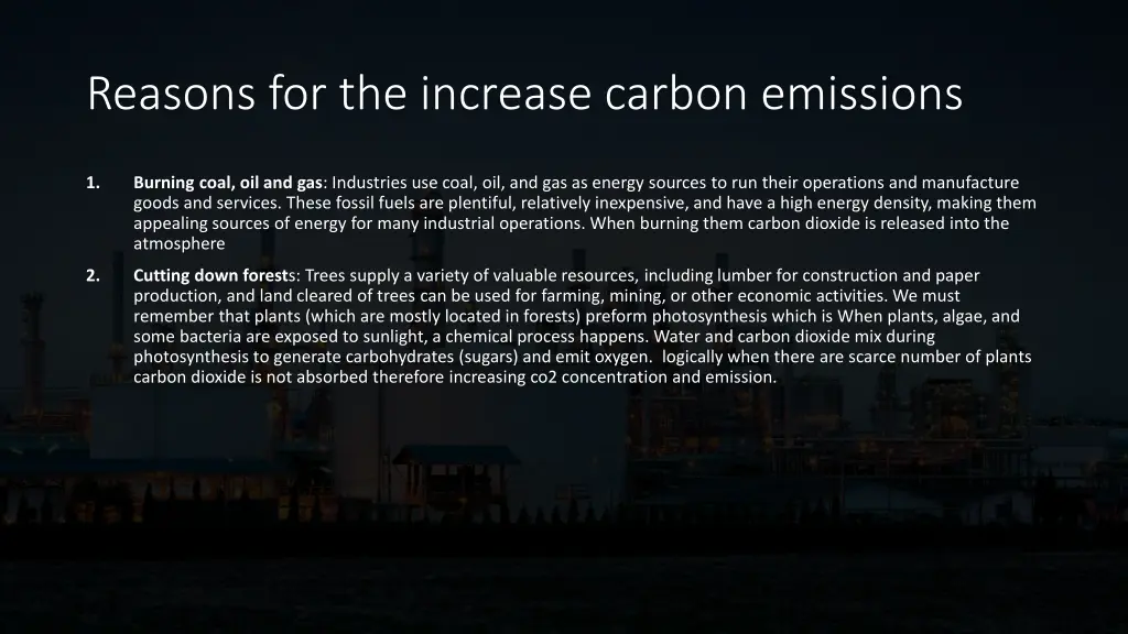 reasons for the increase carbon emissions