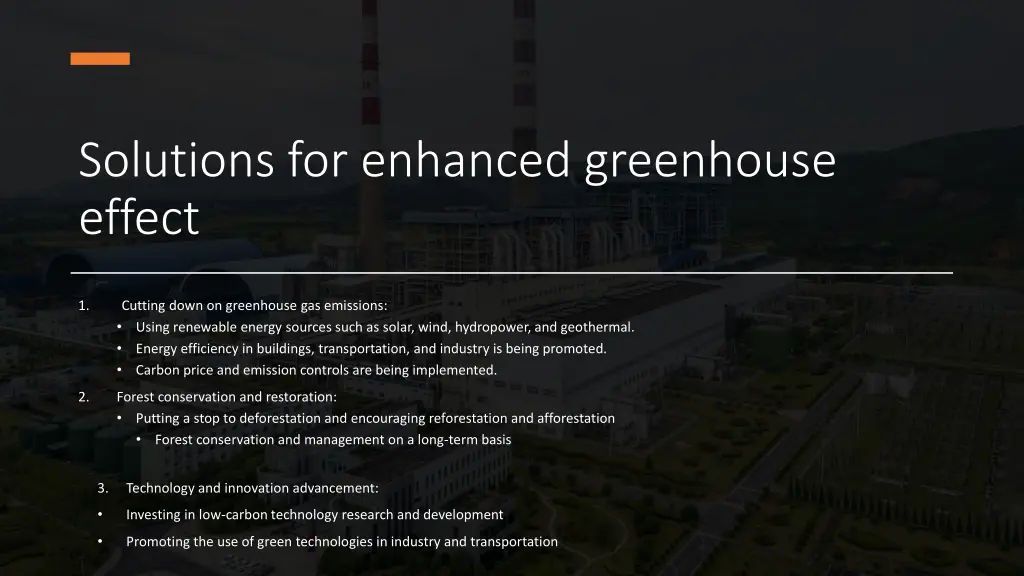 solutions for enhanced greenhouse effect