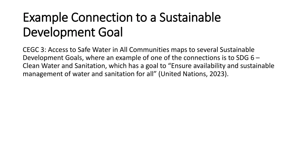 example connection to a sustainable example