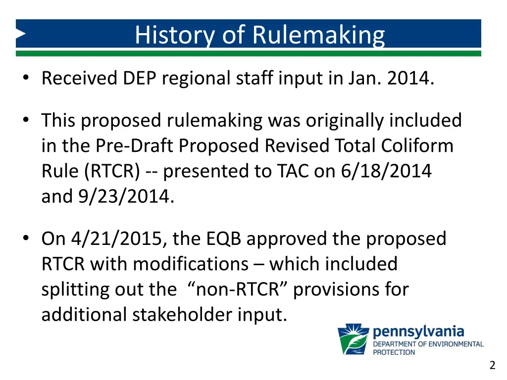 history of rulemaking