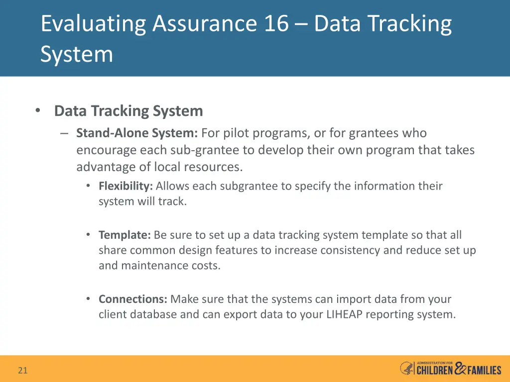 evaluating assurance 16 data tracking system 3