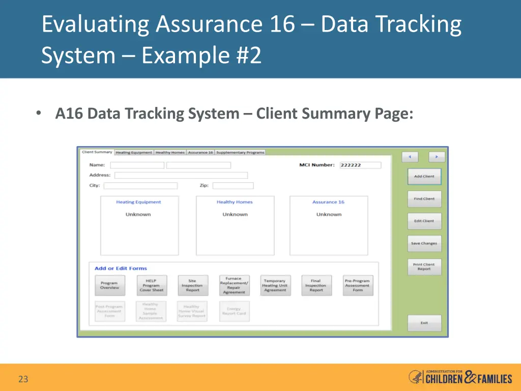 evaluating assurance 16 data tracking system 5