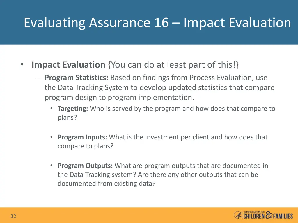 evaluating assurance 16 impact evaluation 1
