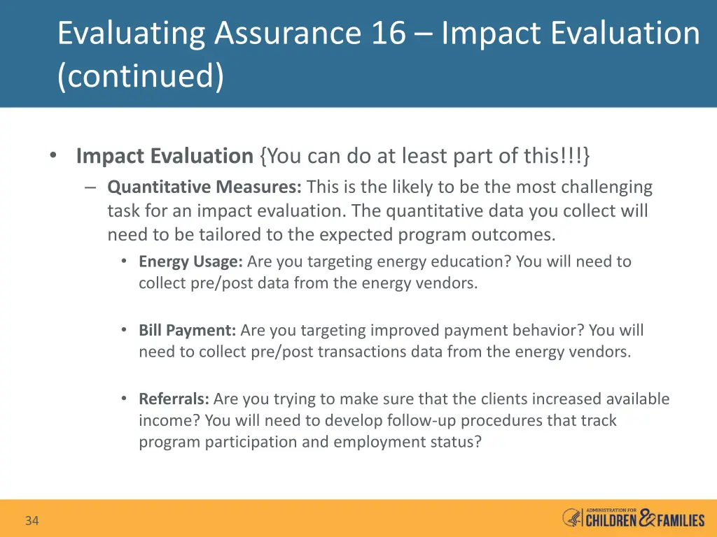 evaluating assurance 16 impact evaluation 3