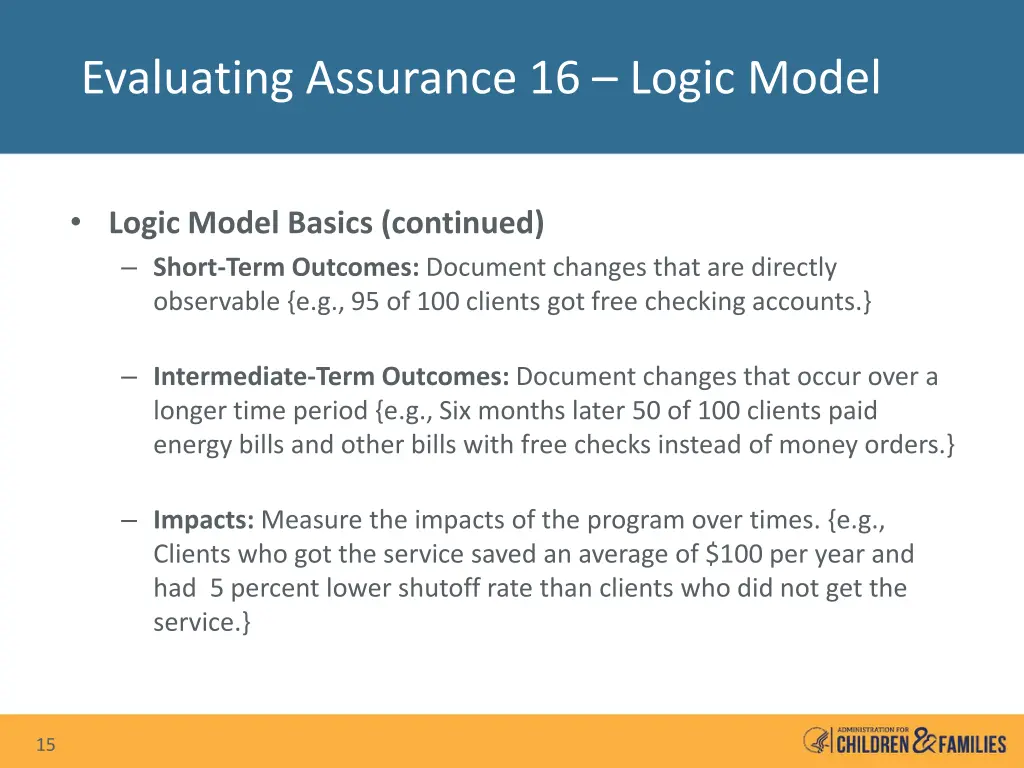 evaluating assurance 16 logic model 2