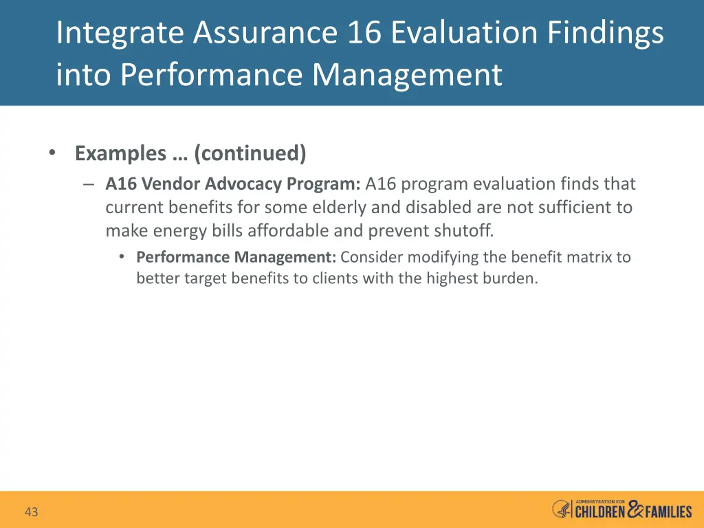 integrate assurance 16 evaluation findings into 1