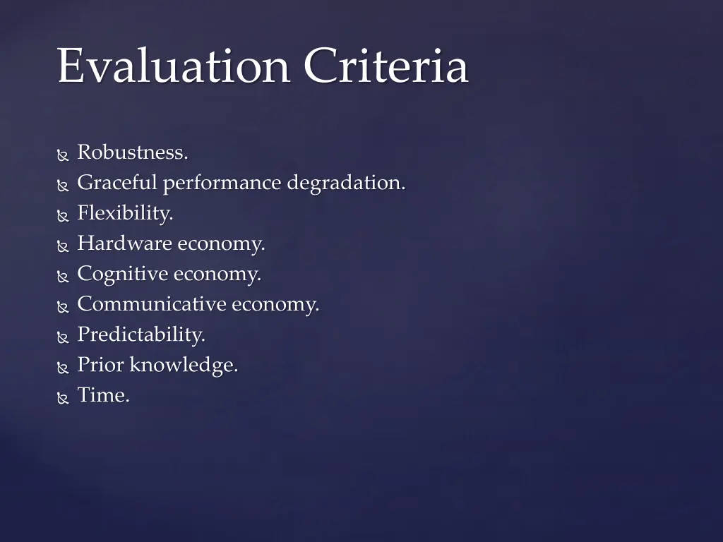 evaluation criteria