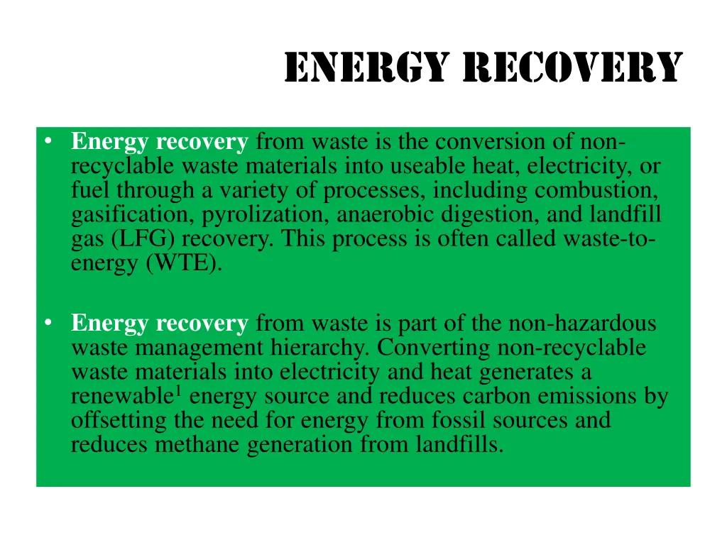 energy recovery