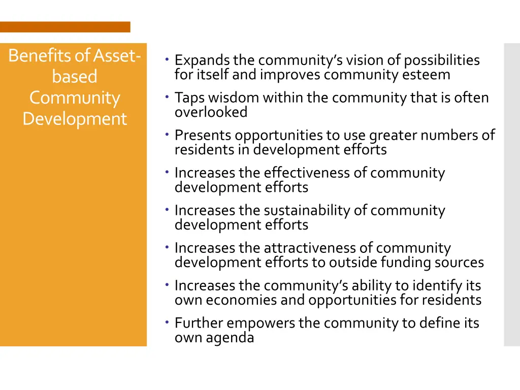 benefits of asset based community development