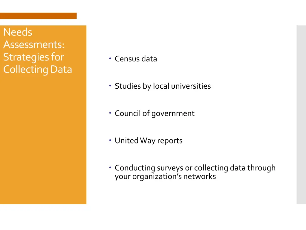 needs assessments strategies for collecting data