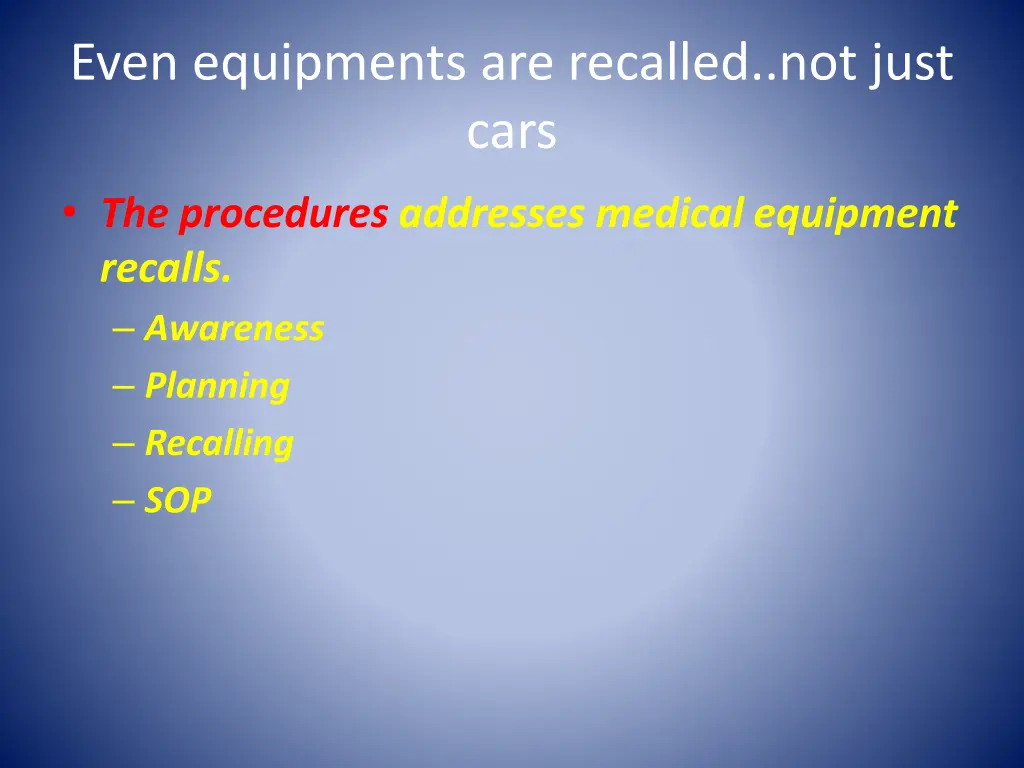 even equipments are recalled not just cars