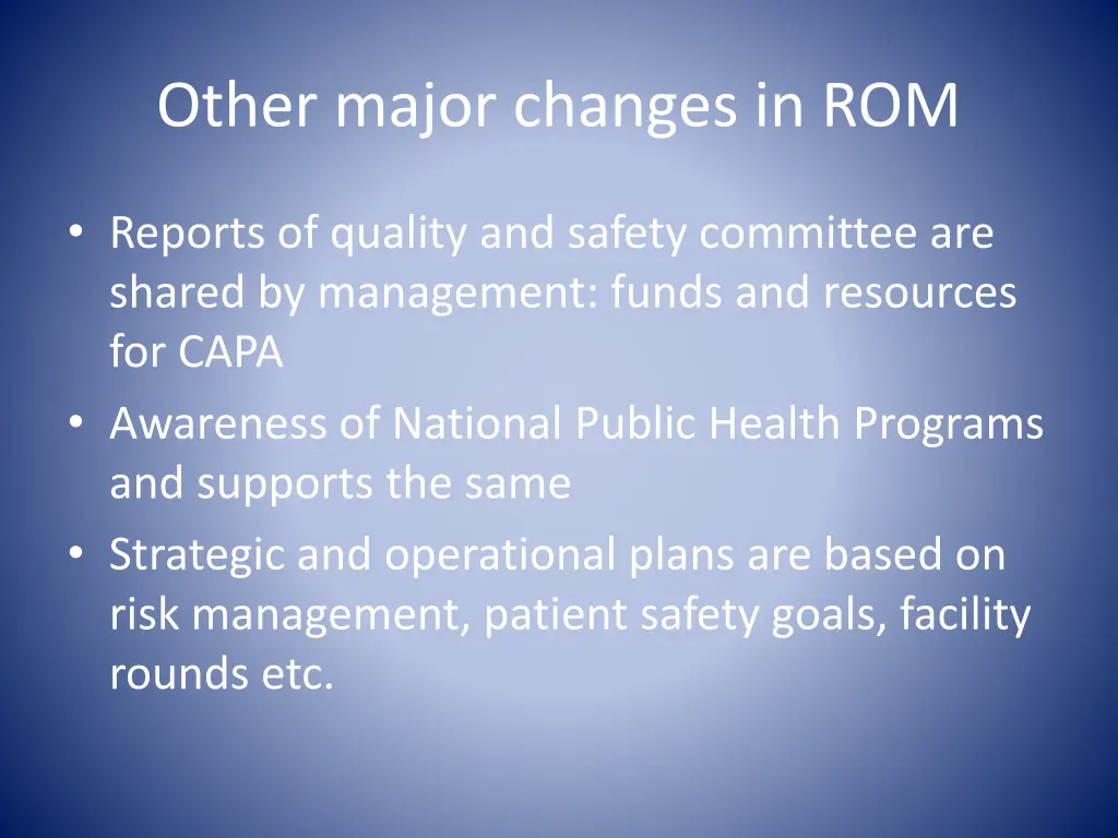 other major changes in rom
