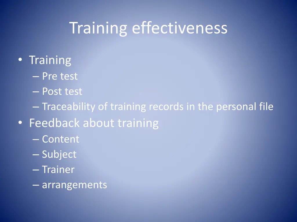 training effectiveness