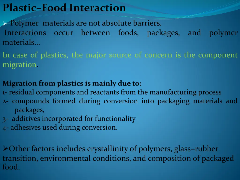 plastic food interaction