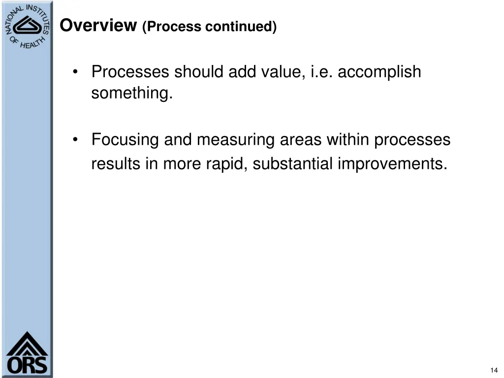 overview process continued