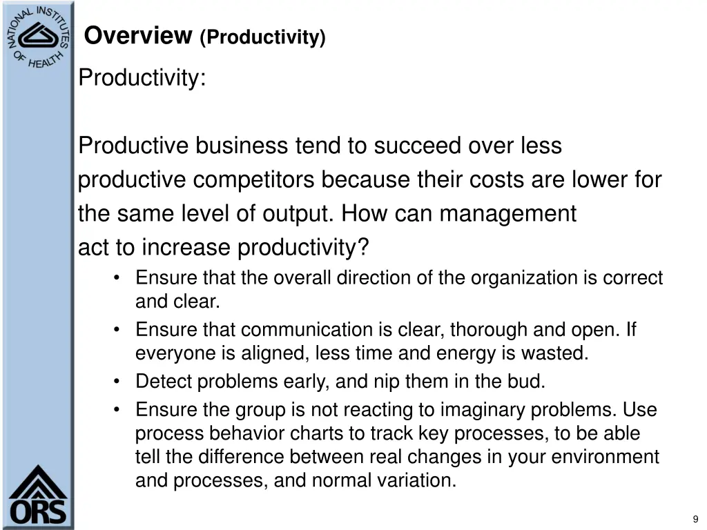 overview productivity