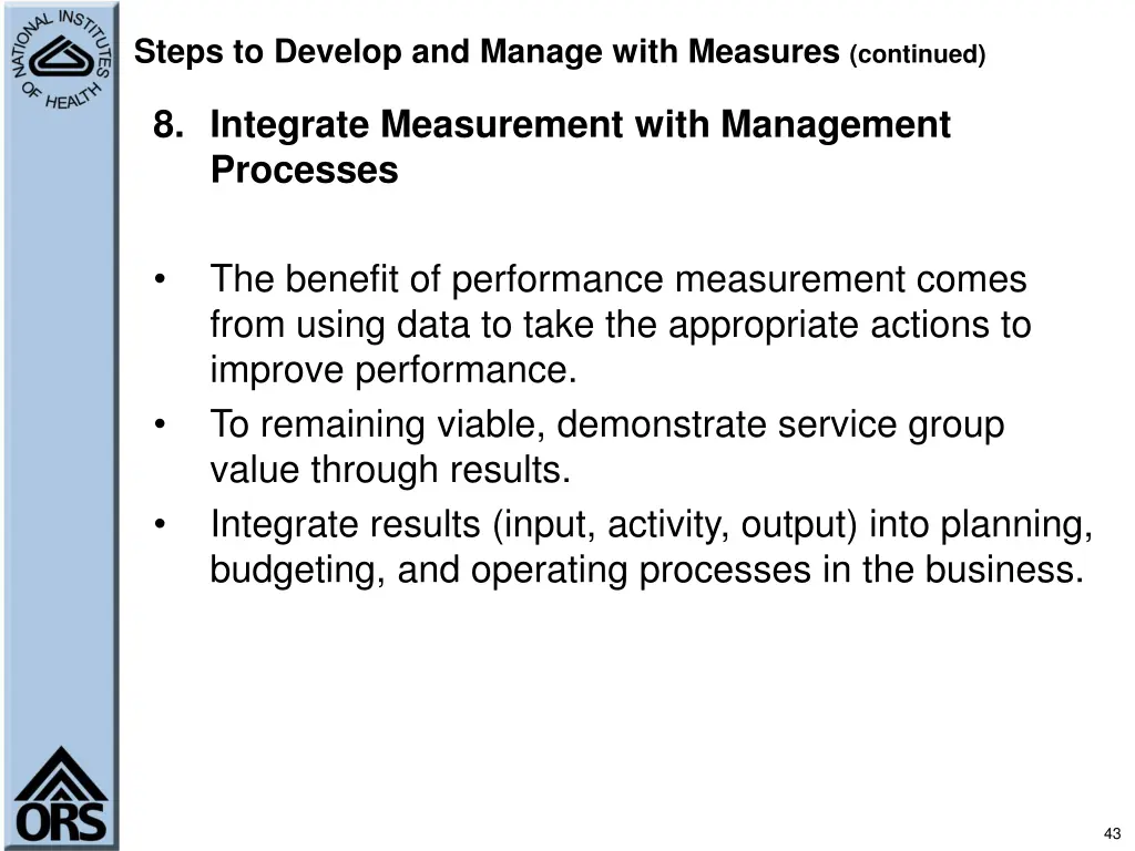 steps to develop and manage with measures 6
