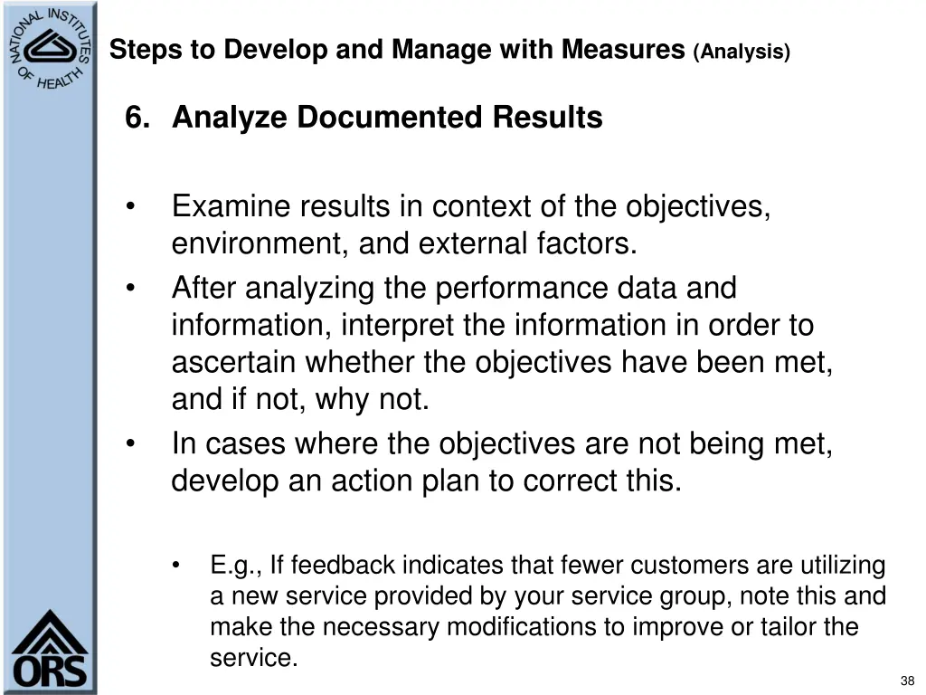 steps to develop and manage with measures analysis