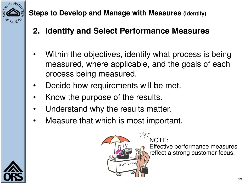 steps to develop and manage with measures identify