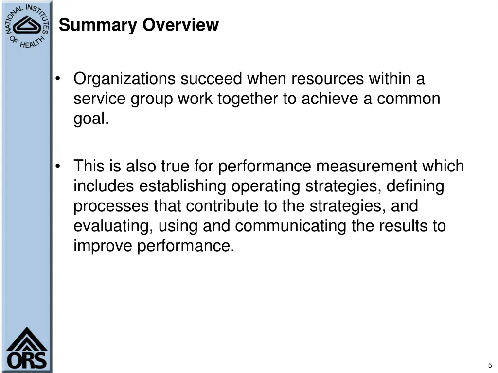 summary overview