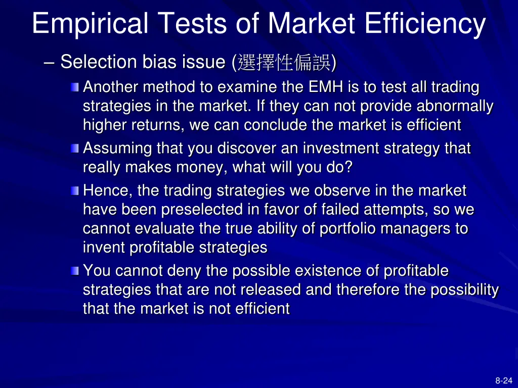 empirical tests of market efficiency 1