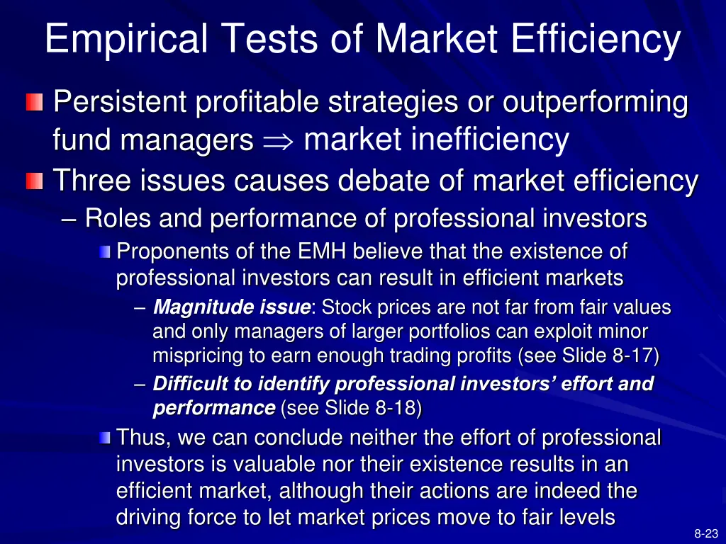 empirical tests of market efficiency