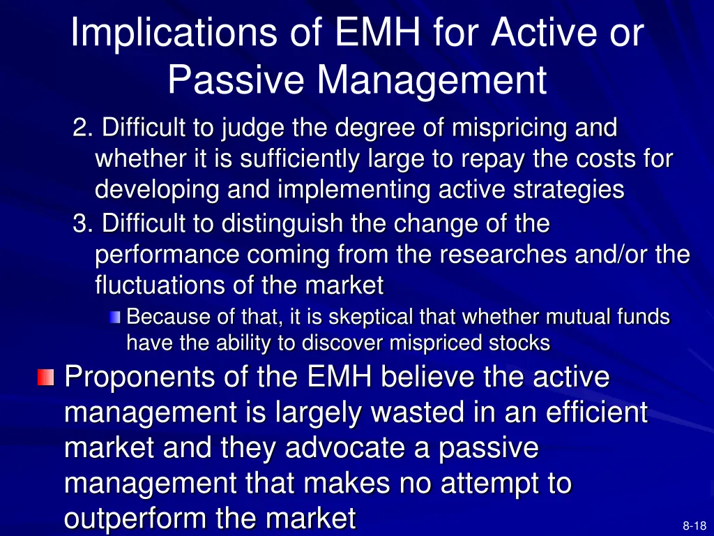 implications of emh for active or passive 1