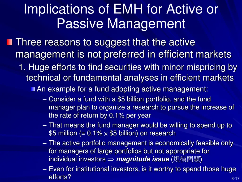 implications of emh for active or passive