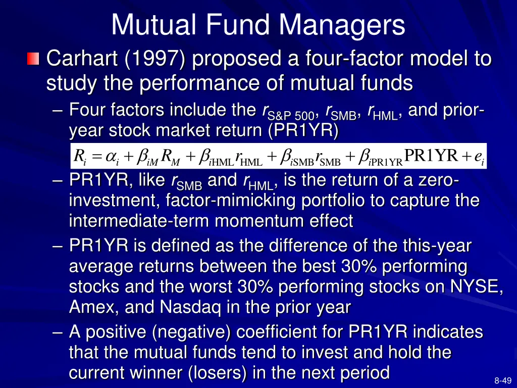 mutual fund managers carhart 1997 proposed a four
