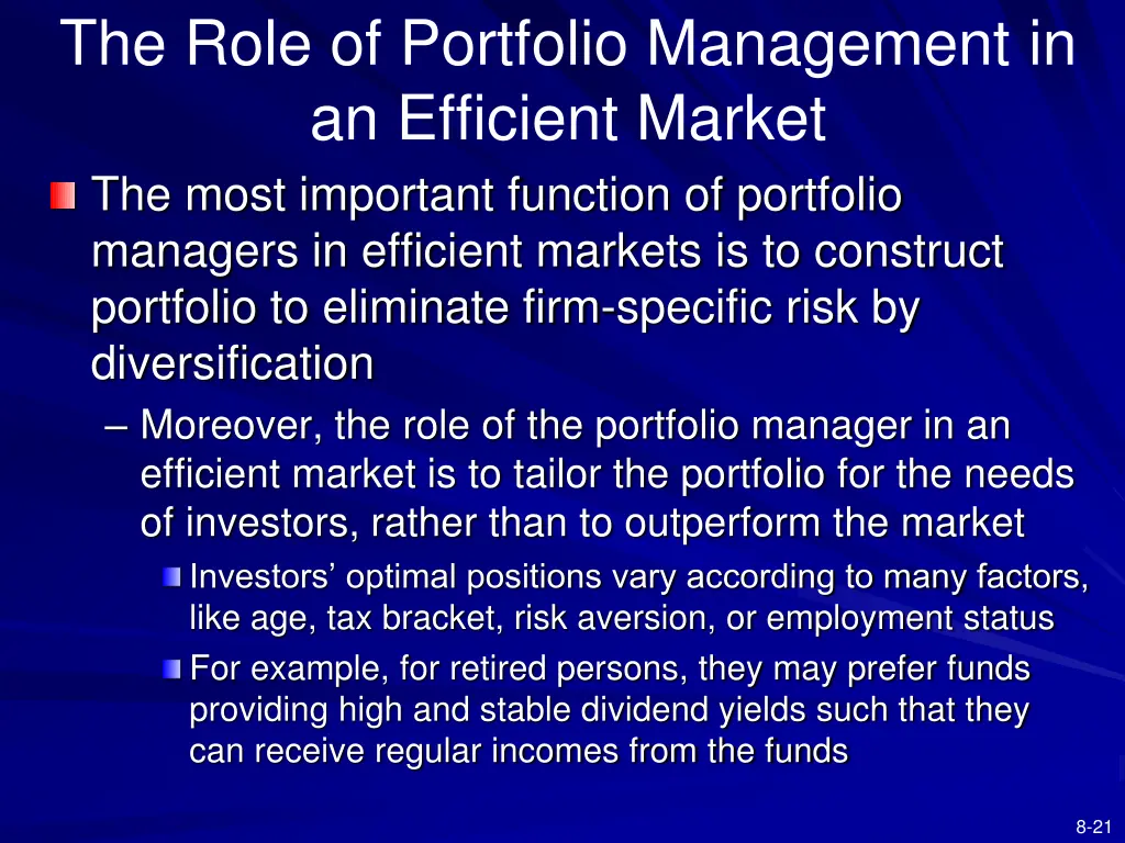 the role of portfolio management in an efficient