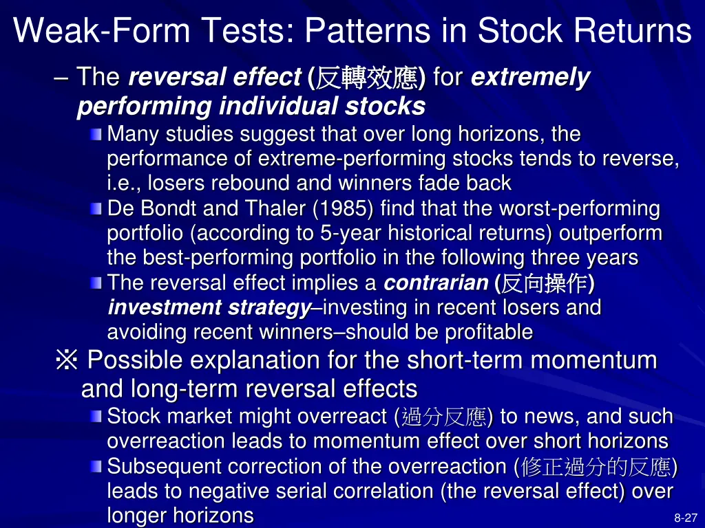 weak form tests patterns in stock returns 1
