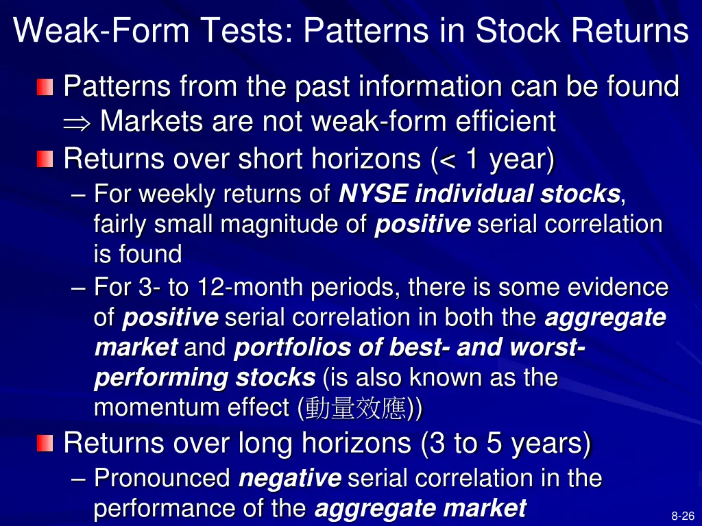 weak form tests patterns in stock returns