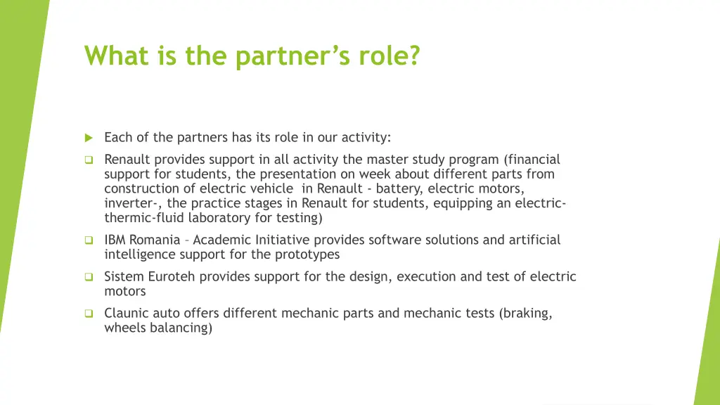 what is the partner s role