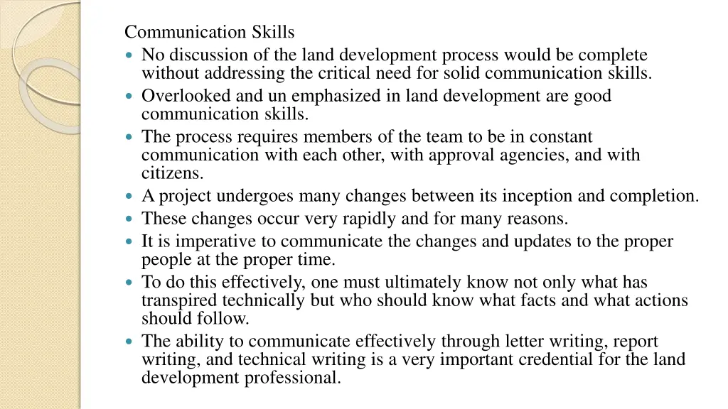 communication skills no discussion of the land
