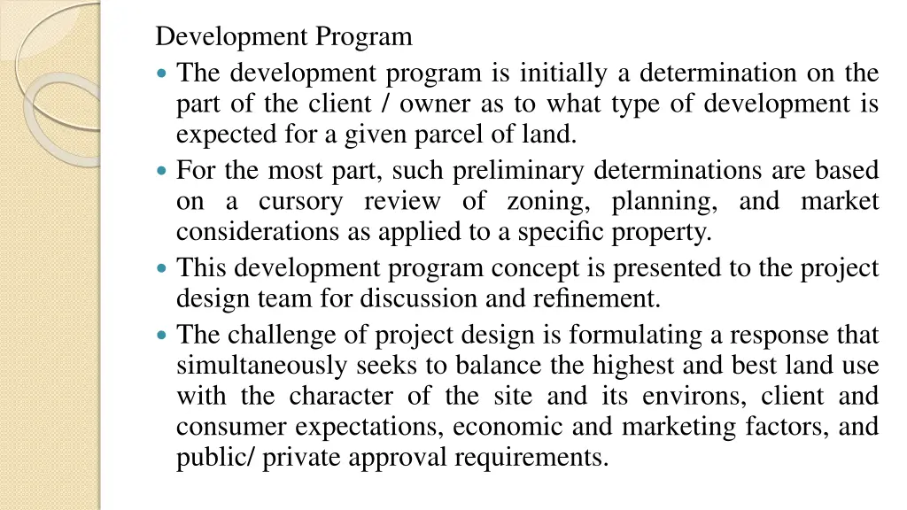 development program the development program