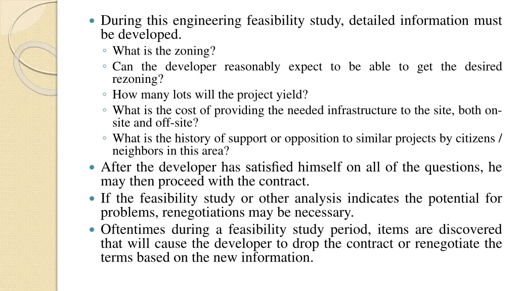 during this engineering feasibility study