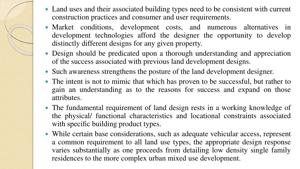 land uses and their associated building types
