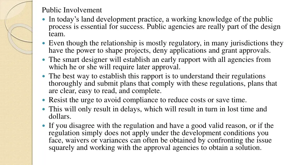 public involvement in today s land development