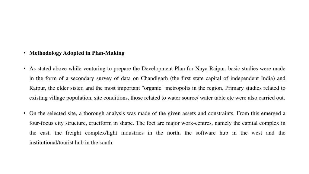 methodologyadopted in plan making