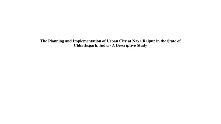 the planning and implementation of urban city